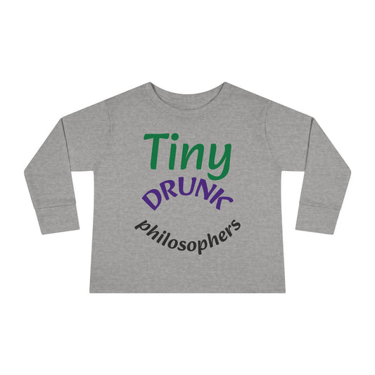 Tiny Drunk Philosophers Toddler Long Sleeve Tee, Funny Kids Shirt, Gift for Toddler Boys and Girls, Playful Philosophy Tee, Baby Shower Gift