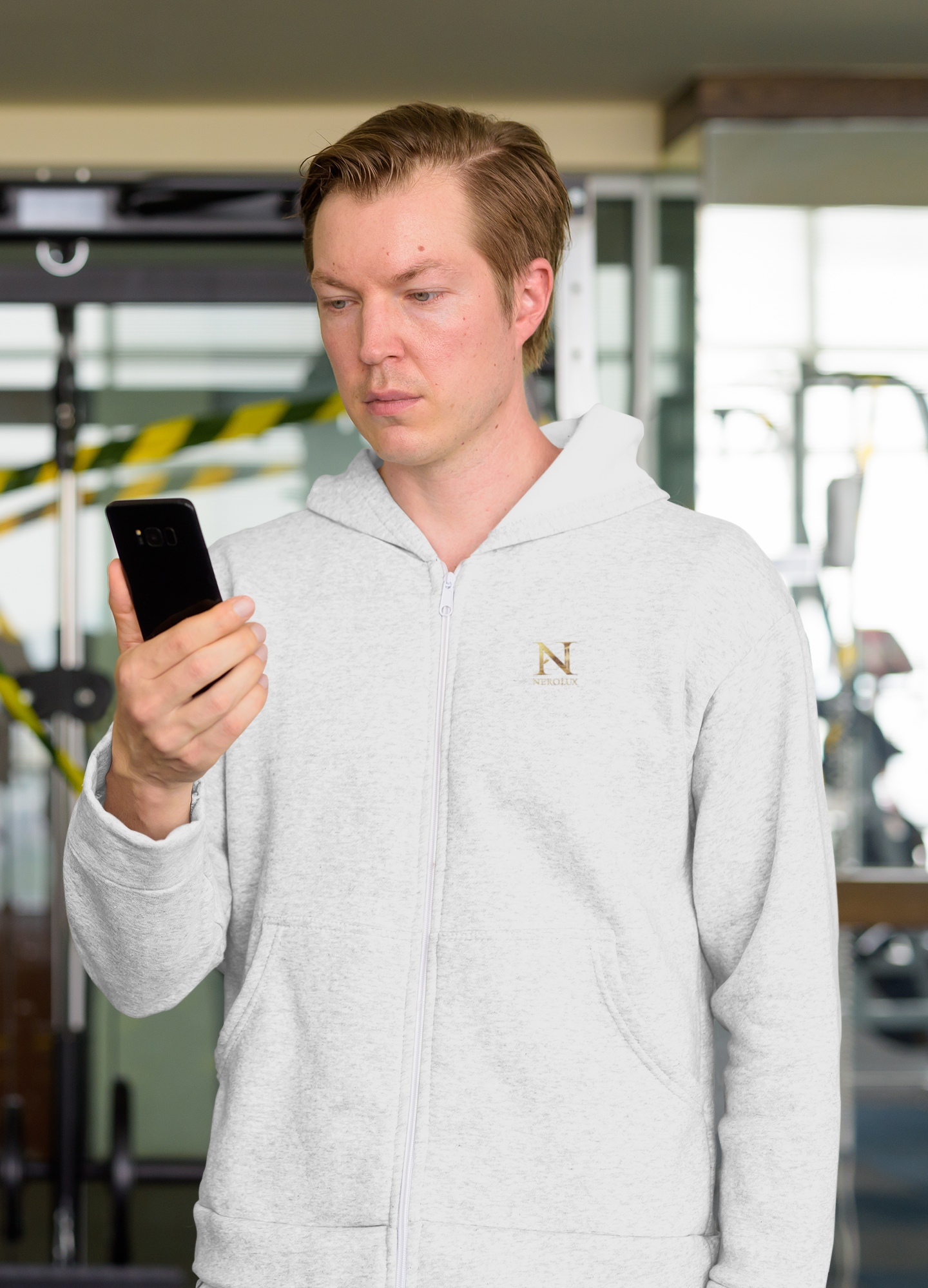 Embroidered -Zip Pullover,NEROLUX COUTURE