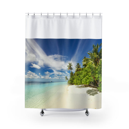 Tropical Paradise Shower Curtain - Coastal Vibes, Bathroom Decor, Beach House, Home Improvement, Gifts for Ocean Lovers