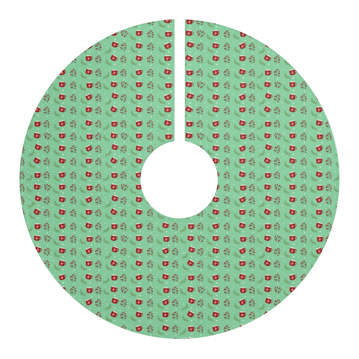 Christmas Tree Skirt – Retro Green Pattern with Tiny Ornaments (Holiday & Gift Wrap Accent)
