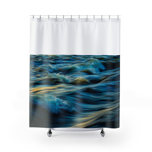 Ocean Waves Shower Curtain, Nautical Bathroom Decor, Coastal Home Essentials, Beach Vibe, Spa Retreat Decor