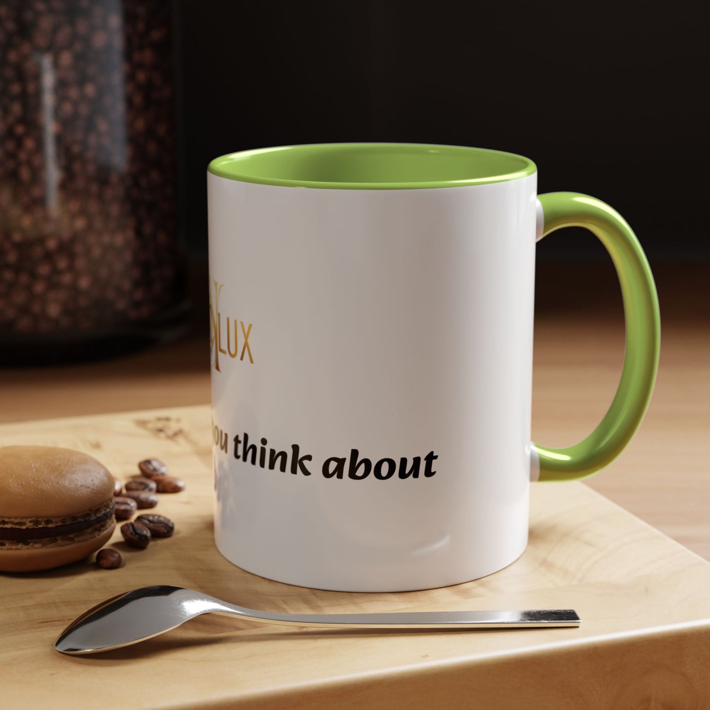 Accent Coffee Mug — 'You Are What You Think About' Inspirational Logo Mug (11/15 oz)