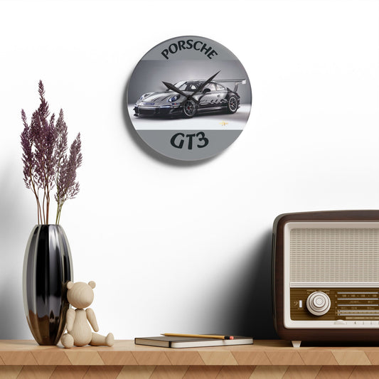 Porsche GT3 Acrylic Wall Clock, Modern Car Decor, Automotive Gift, Home Office Wall Art, Racing Enthusiast Wall Clock