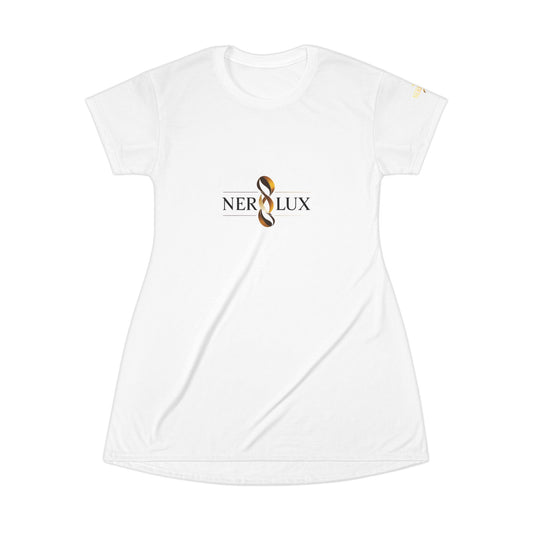 Nero Lux Logo T-Shirt Dress — Sleek Branded Casual Dress