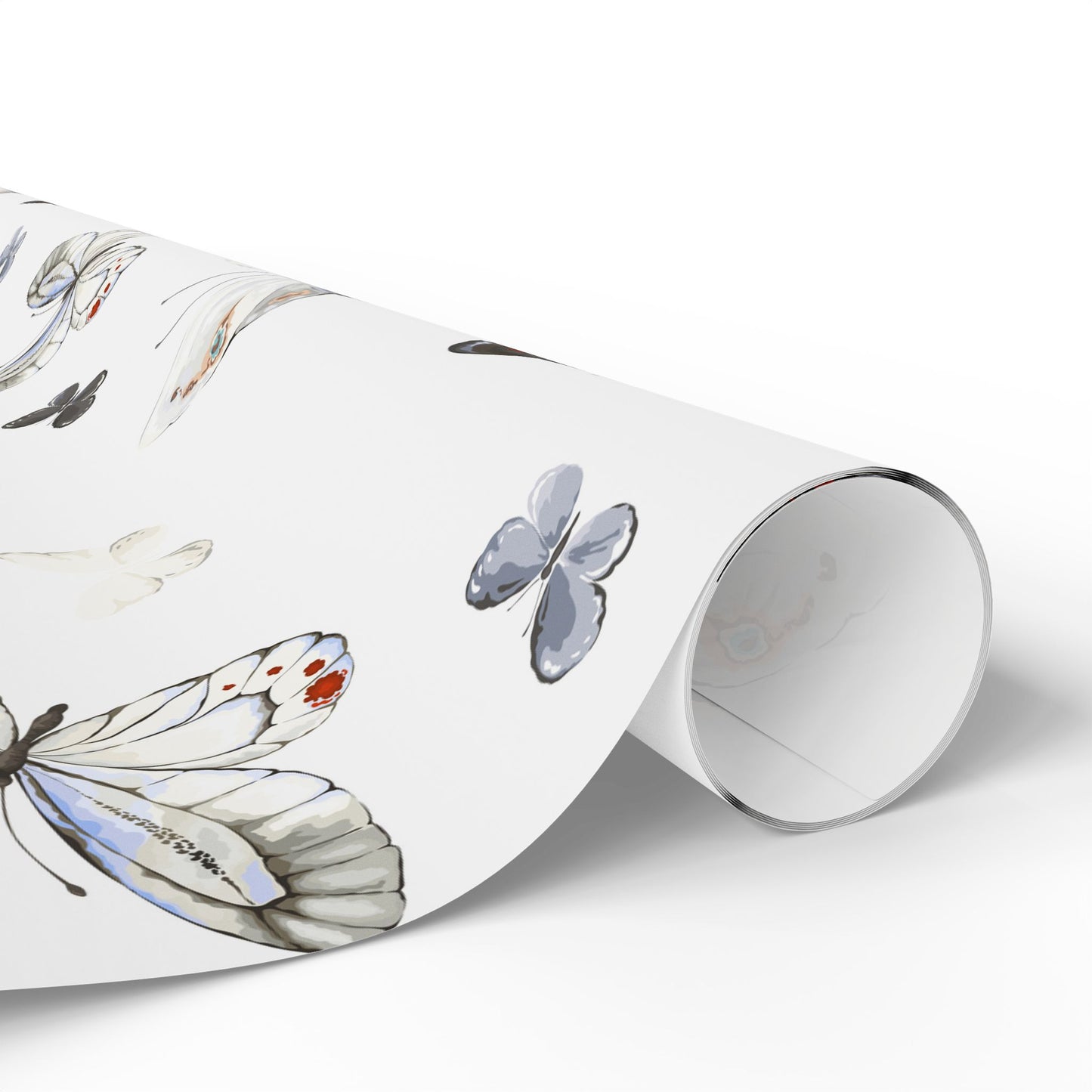 Butterfly Pattern Wrapping Paper Roll — Delicate Watercolor Butterflies Gift Wrap
