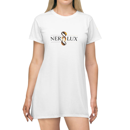 Nero Lux Logo T-Shirt Dress — Sleek Branded Casual Dress