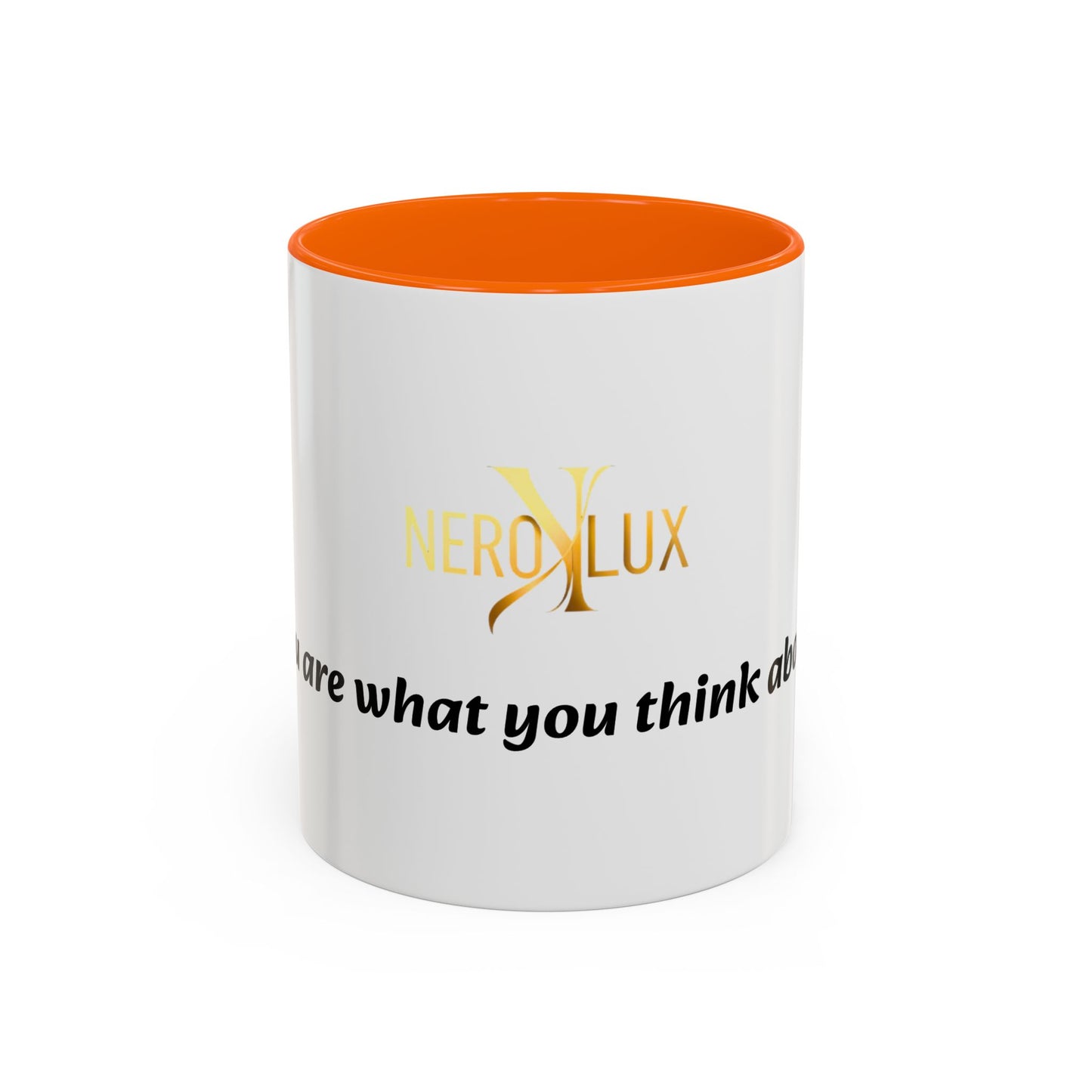Accent Coffee Mug — 'You Are What You Think About' Inspirational Logo Mug (11/15 oz)