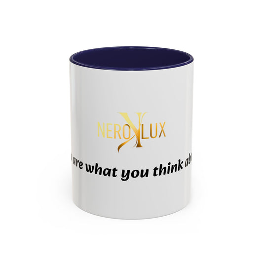 Accent Coffee Mug — 'You Are What You Think About' Inspirational Logo Mug (11/15 oz)