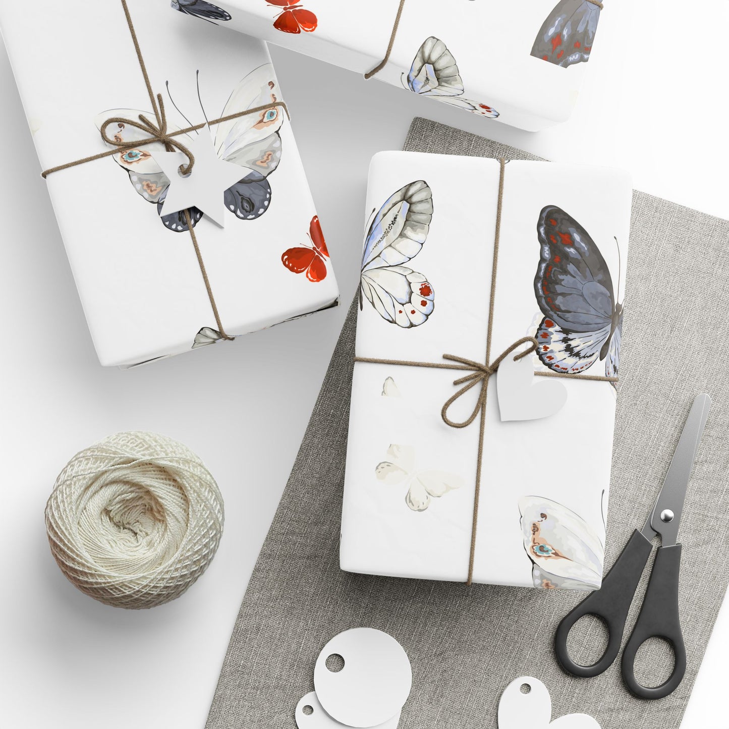 Butterfly Pattern Wrapping Paper Roll — Delicate Watercolor Butterflies Gift Wrap