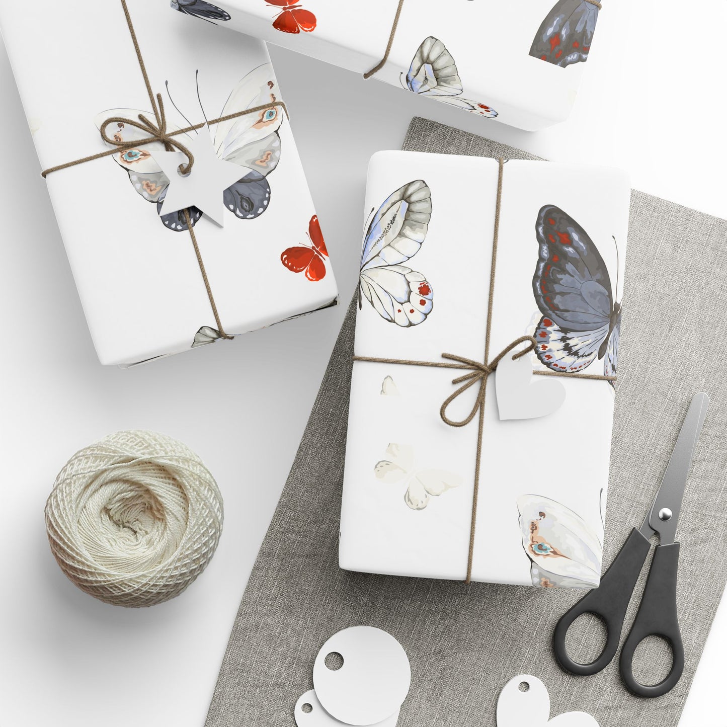 Butterfly Pattern Wrapping Paper Roll — Delicate Watercolor Butterflies Gift Wrap